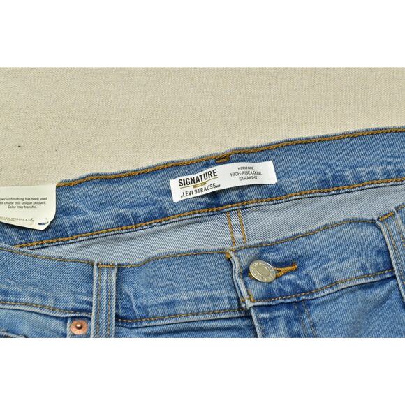 Signature by Levi's Women's Blue High-Rise Loose Straight Jeans Plus 24 NEW - Picture 5 of 8